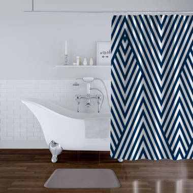 Blue chevron online shower curtain